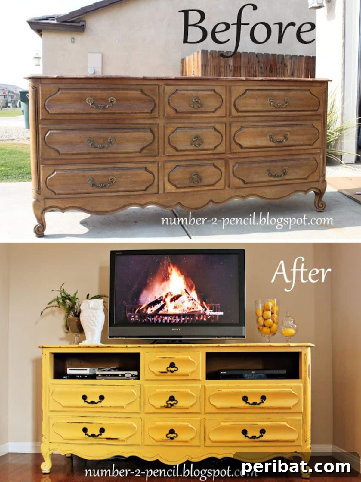 Dresser Reimagined 39 Stunning Upcycling Projects 35 Vintage Dresser Into Media Center