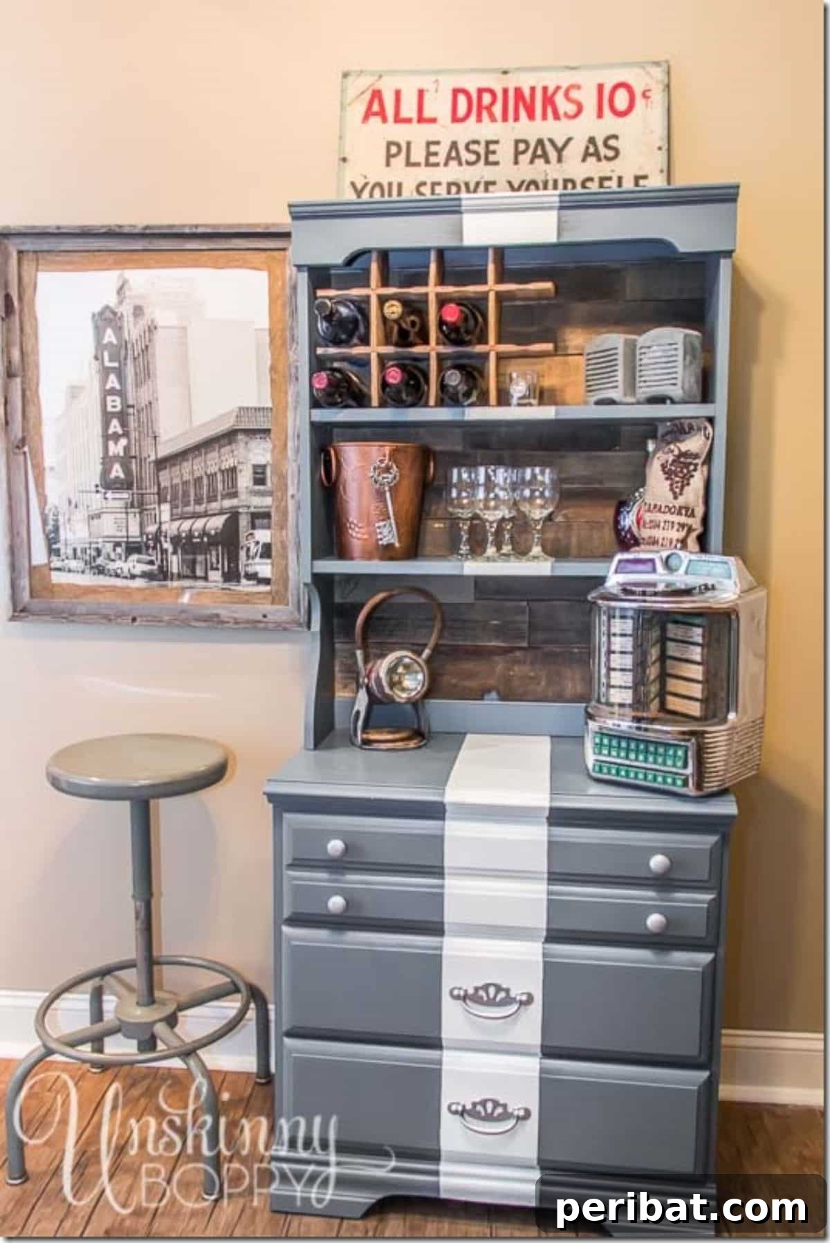 Dresser Reimagined 39 Stunning Upcycling Projects 37 DIY Painted Serving Bar