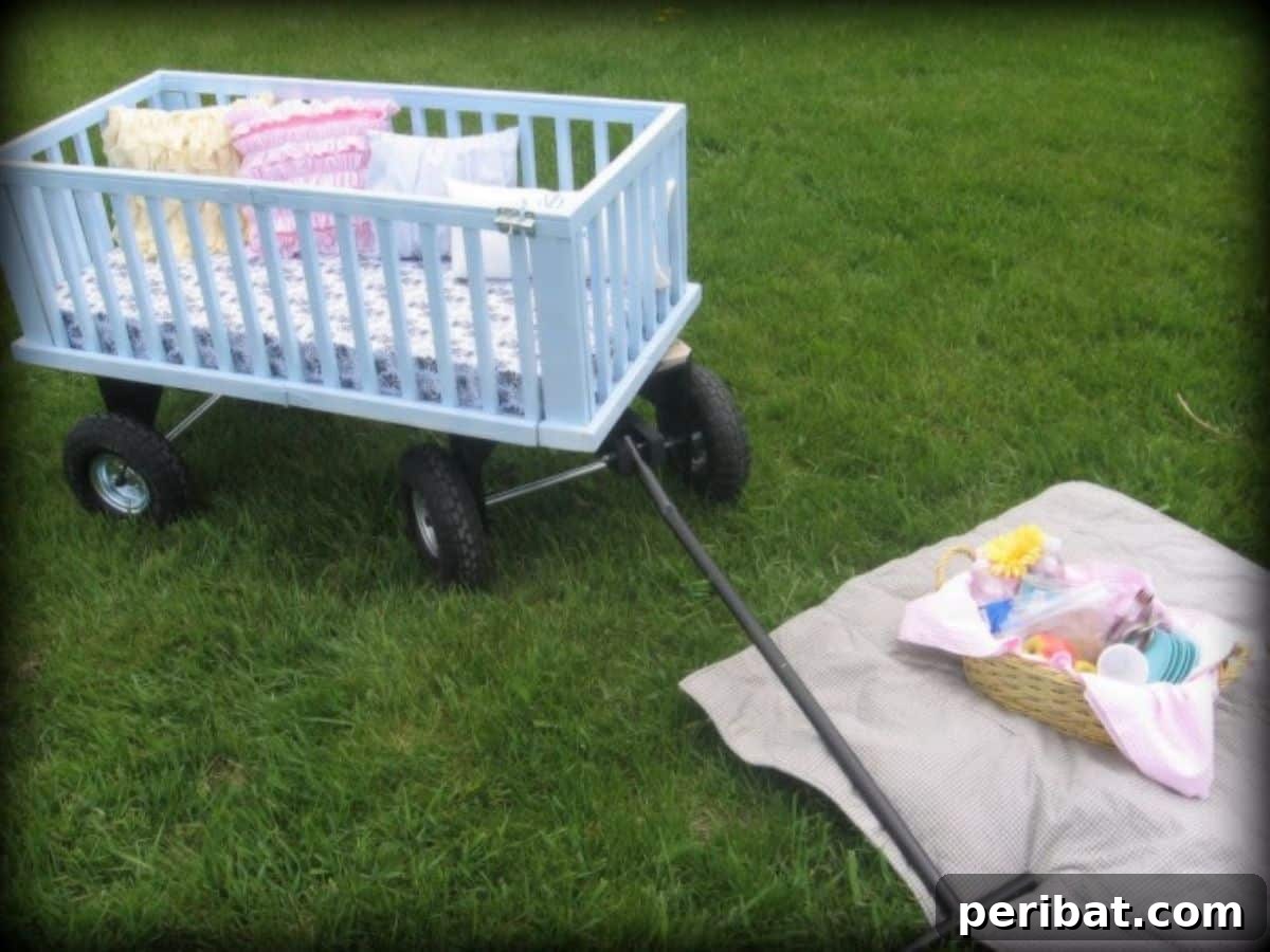 Cribs Reimagined 37 Clever Upcycling Ideas 14 Crib transformed into a fun pull-along picnic wagon