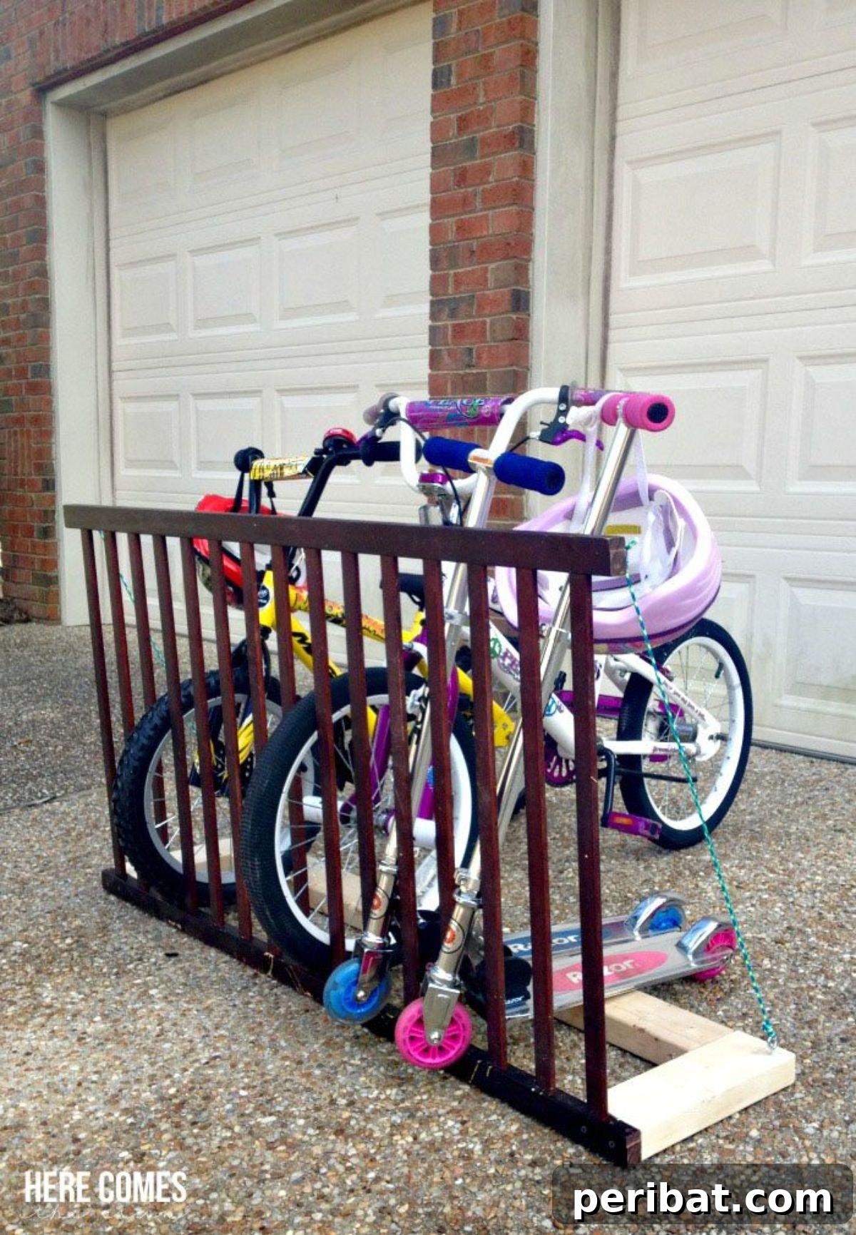 Cribs Reimagined 37 Clever Upcycling Ideas 18 DIY bike rack made from an old crib rail for garage storage
