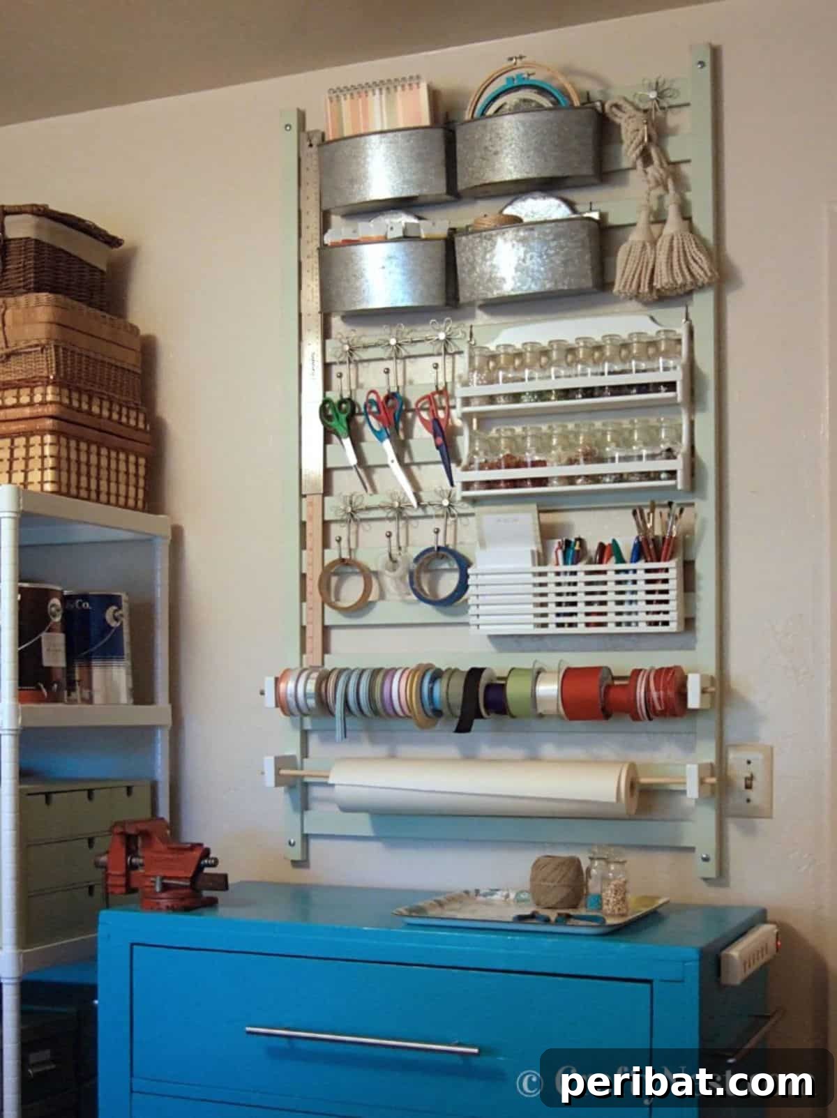 Cribs Reimagined 37 Clever Upcycling Ideas 31 DIY crafting tool station with wall organizer from old crib