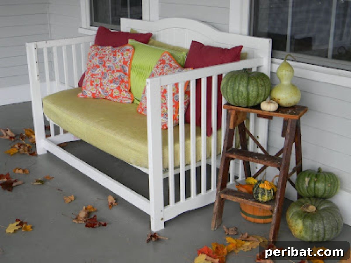 Cribs Reimagined 37 Clever Upcycling Ideas 39 Baby crib transformed into a comfortable front porch daybed