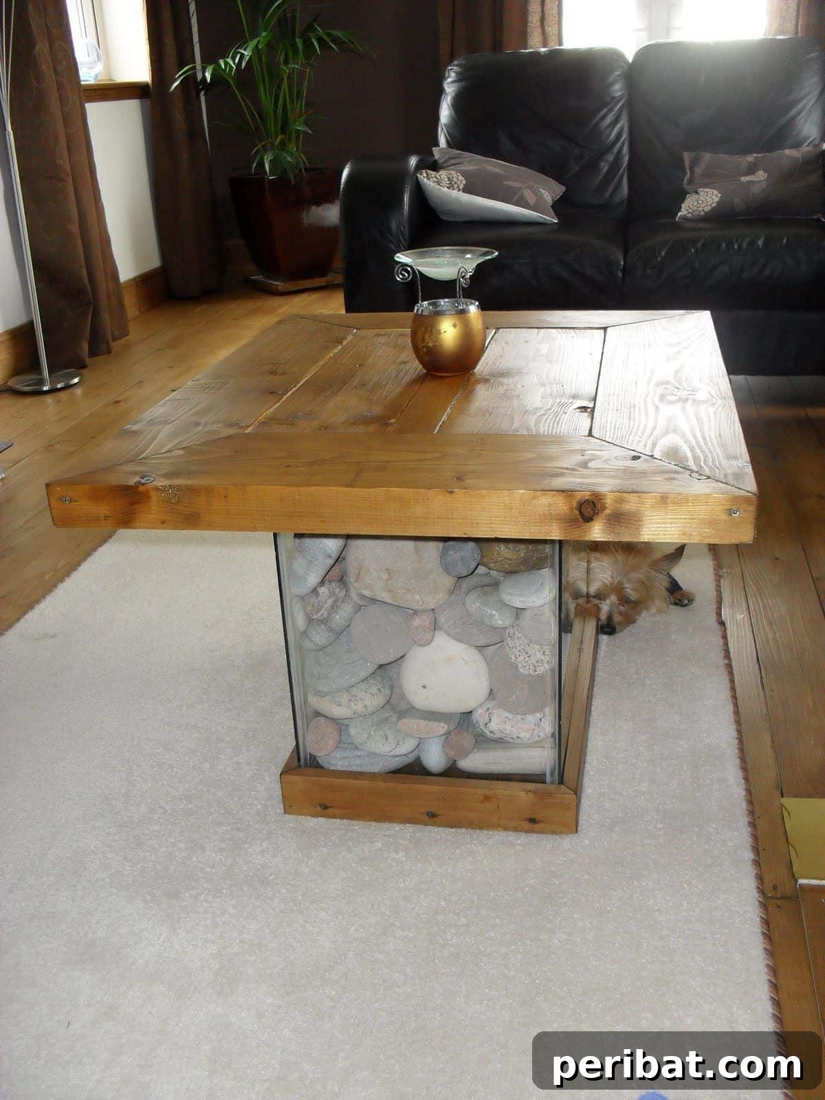 Fish Tank, Scrap Wood, and a Pile of Pebbles to Coffee Table