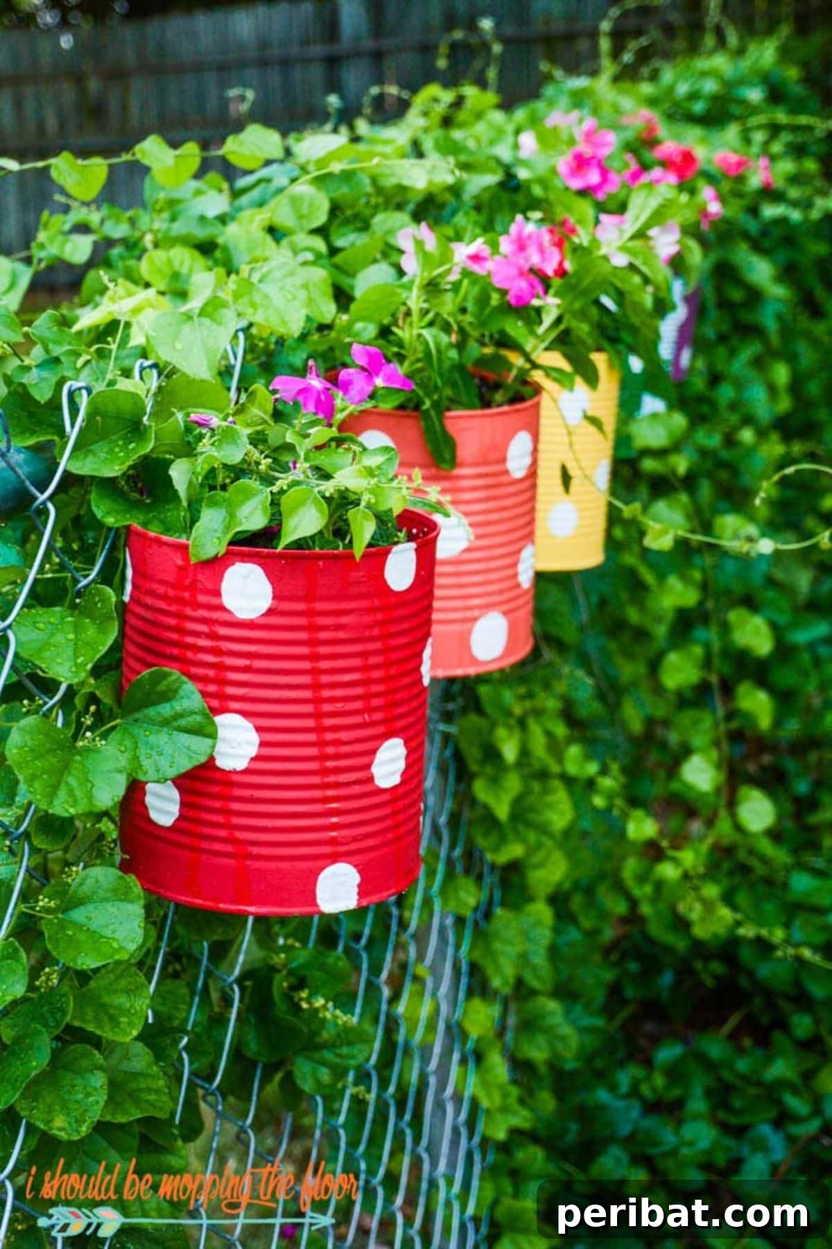 Tin Can Hanging Flower Garden