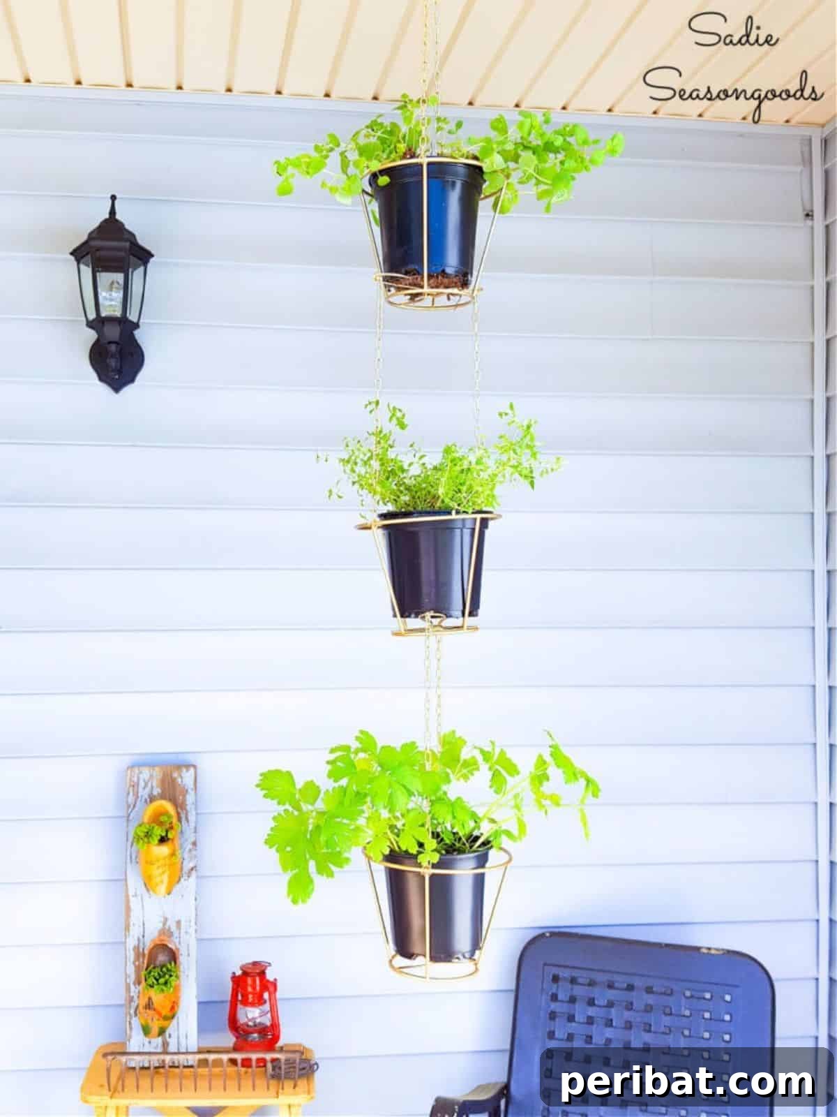 Lampshades as Hanging Herb Baskets