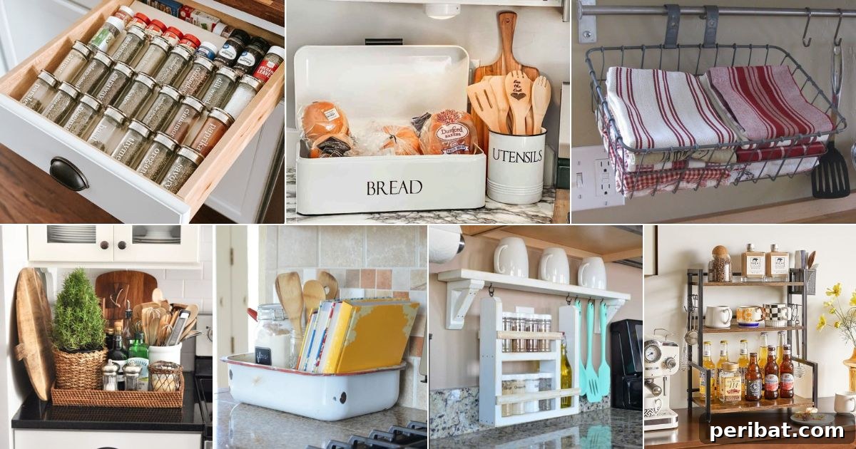 39 Kitchen Countertop Storage Ideas facebook image.