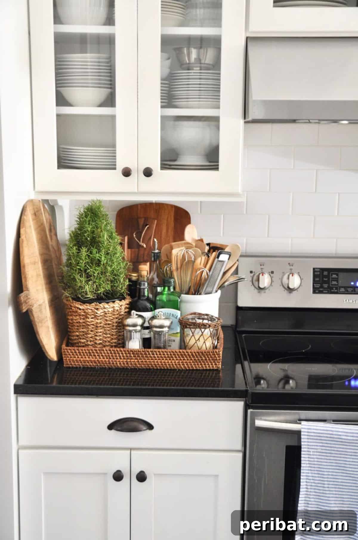 Woven Tray With Plant for Accent