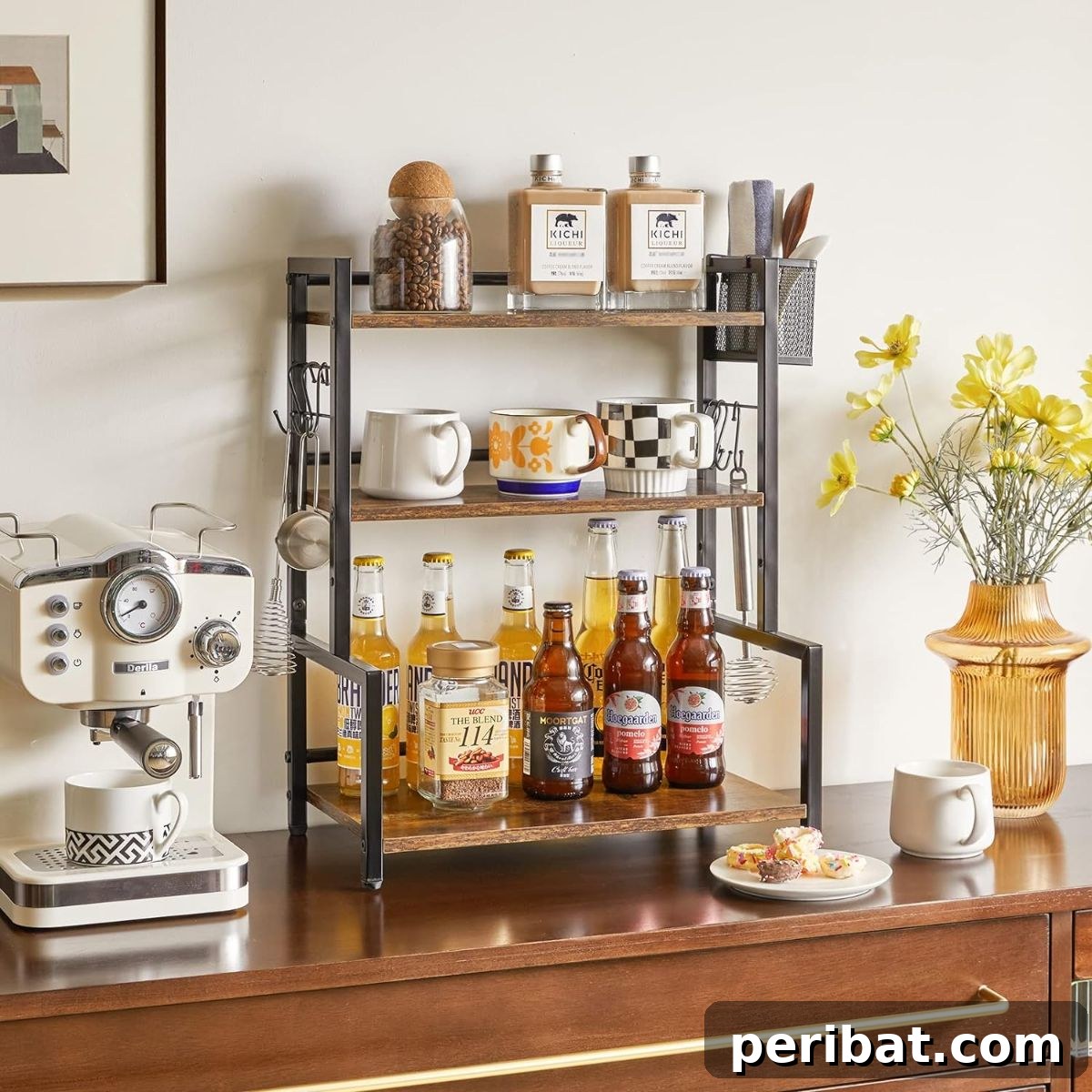 Spice Rack Organizer With Wire Basket