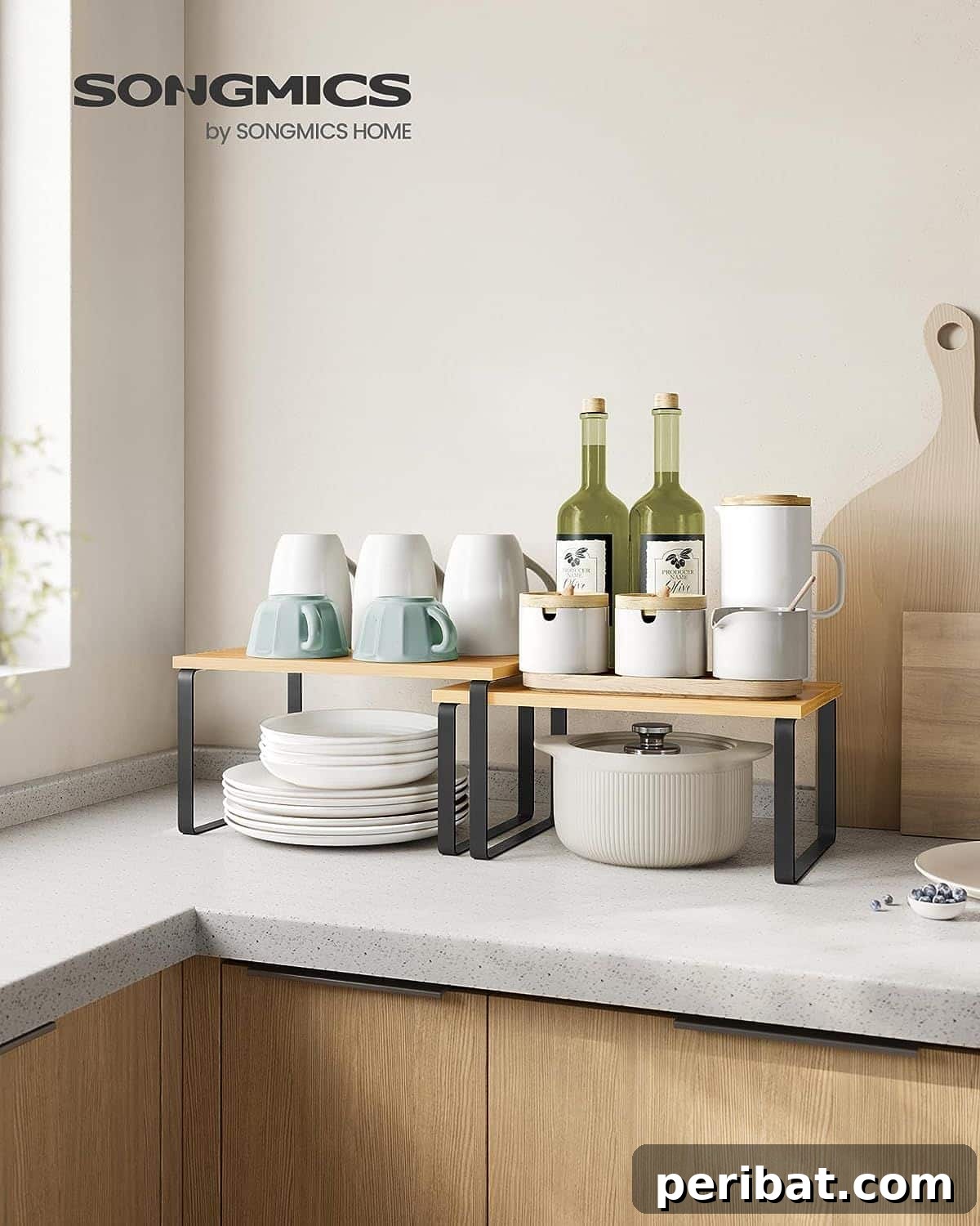 Kitchen Organizer Metal and Engineered Wood Shelf
