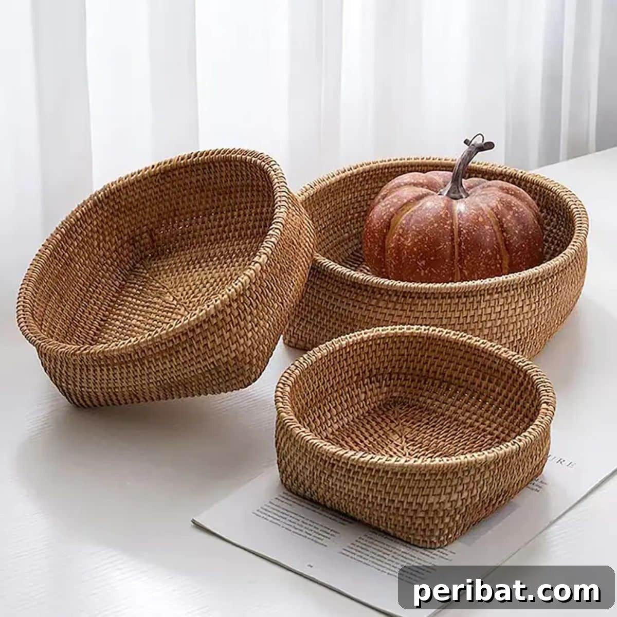 Wicker Hand-Woven Fruit Bowls