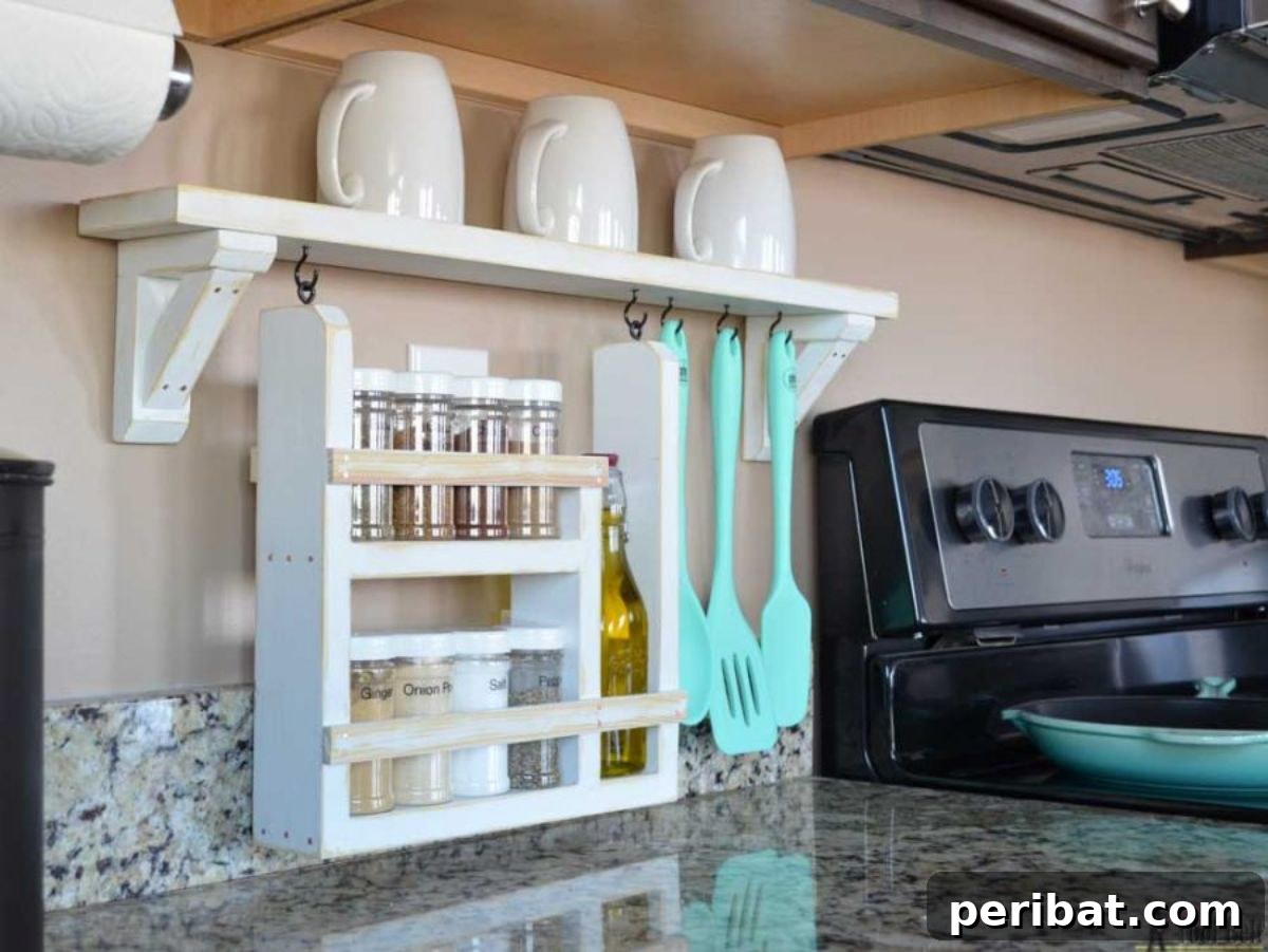 DIY Kitchen Backsplash Shelf and Organizer