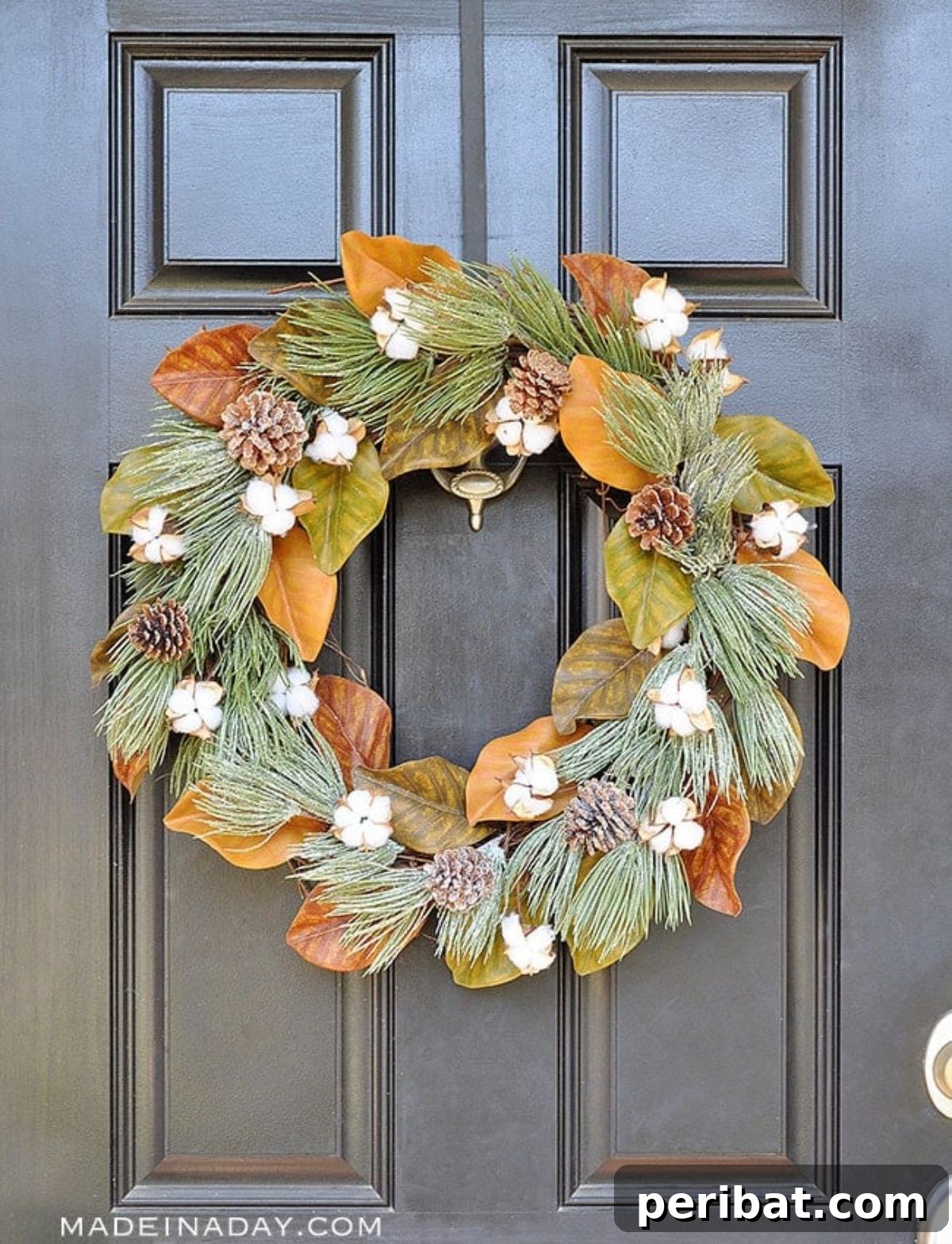Magnolia Cotton Winter Frost Wreath