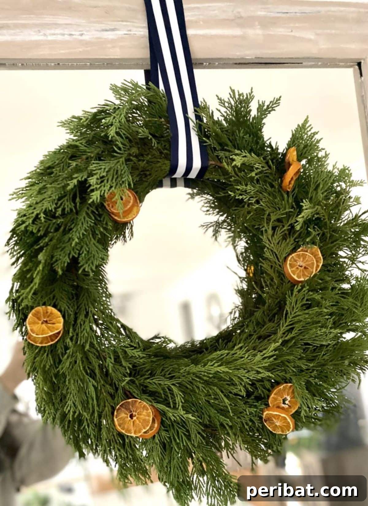 Fresh Evergreen Wreath Using Dried Oranges