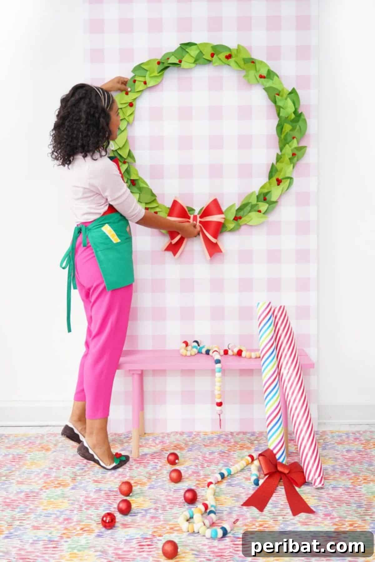 Oversized Wreath Using a Hula Hoop