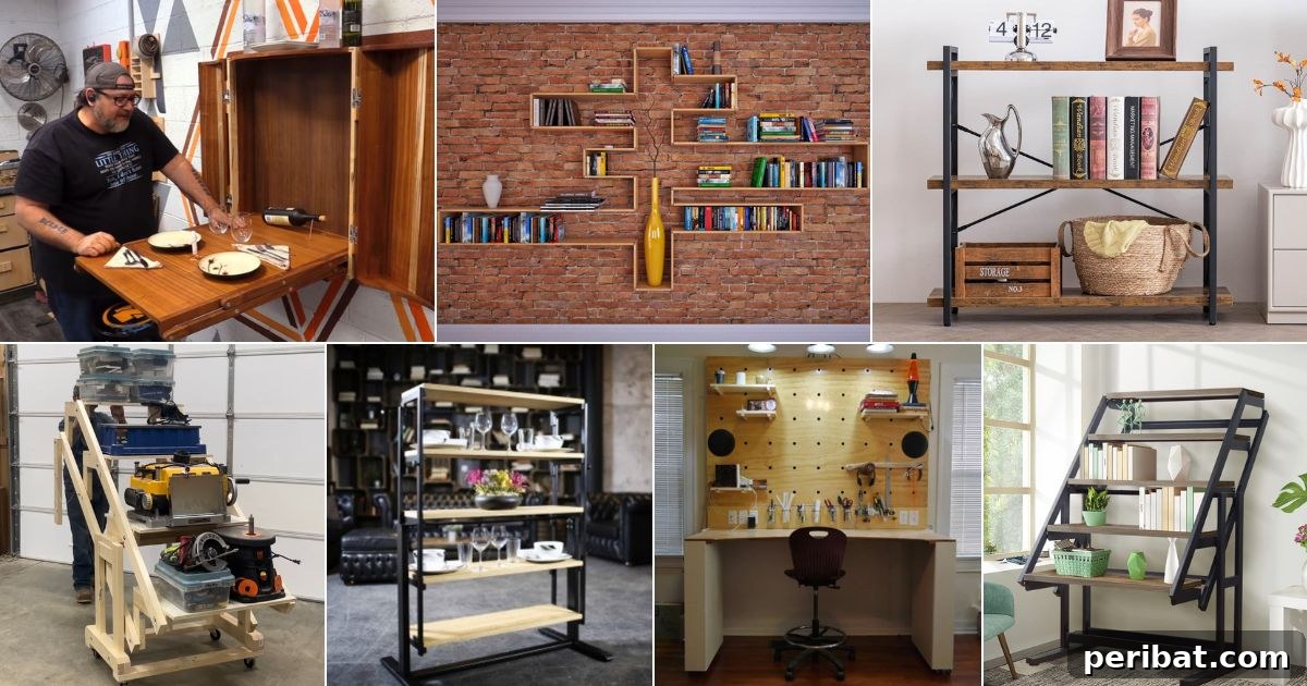 21 Transforming Shelves: Clever Designs for Dynamic Spaces 2 A modern living room showcasing a sleek transforming shelf unit, symbolizing the article's focus on innovative storage solutions.