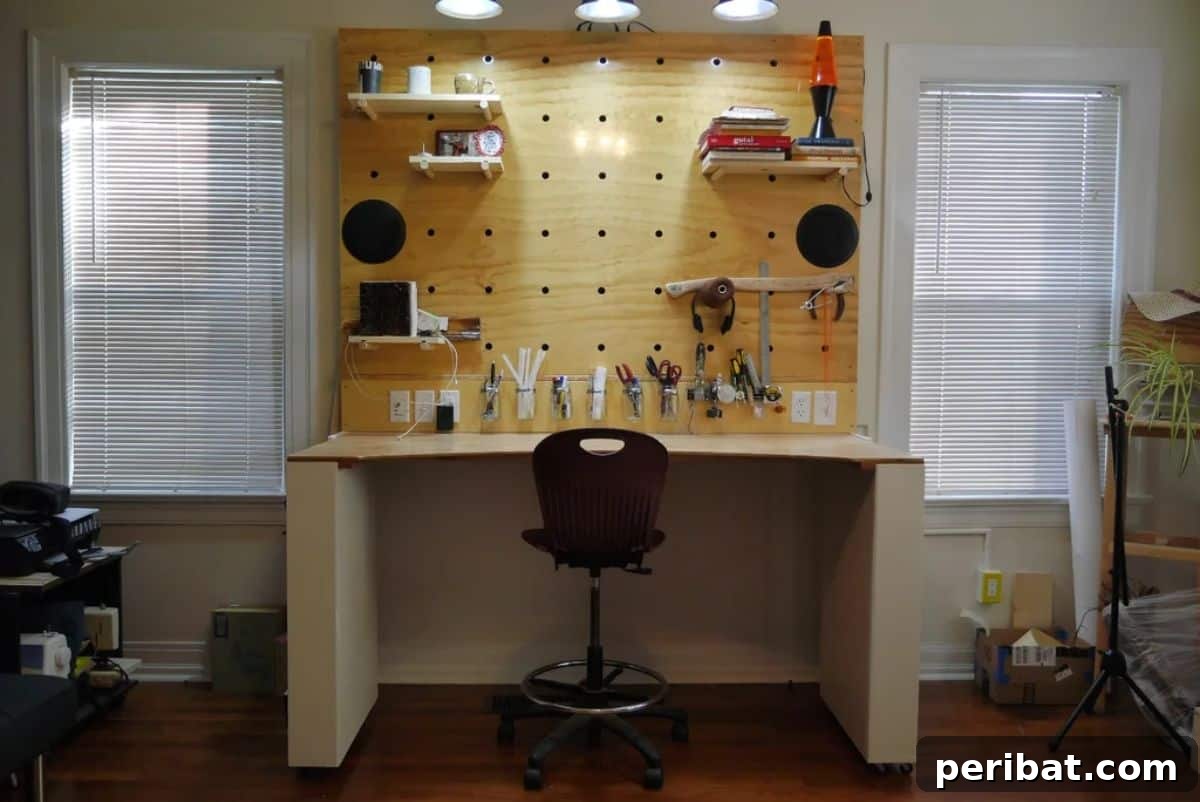 21 Transforming Shelves: Clever Designs for Dynamic Spaces 8 A space-saving transforming workbench that folds away into a storage unit, ideal for garages or craft rooms.