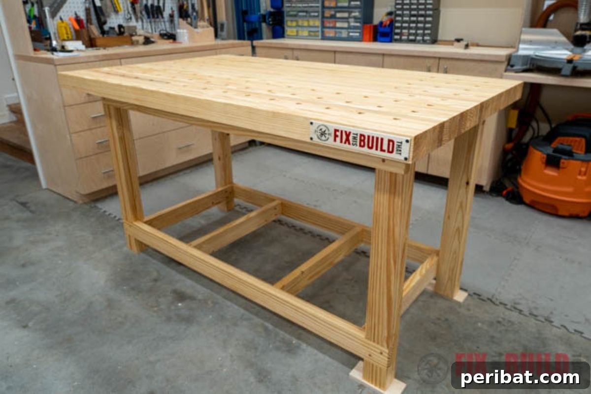 40 DIY Workbench Projects for Your Workshop 23 Sturdy Workbench Using Cheap Wood