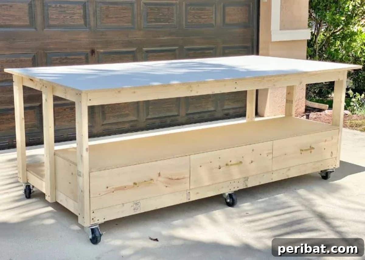 40 DIY Workbench Projects for Your Workshop 27 DIY Workbench with Storage Drawers