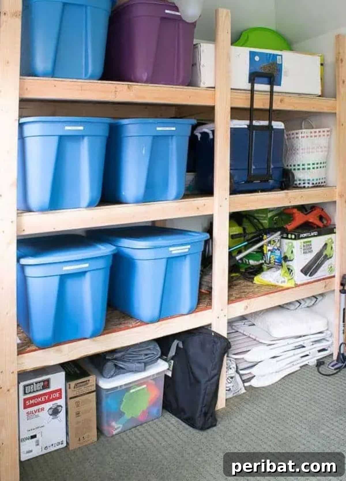 Mastering Tote Clutter: 31 DIY Hacks and Product Picks 19 DIY Tote Storage with 2x4s and Plywood