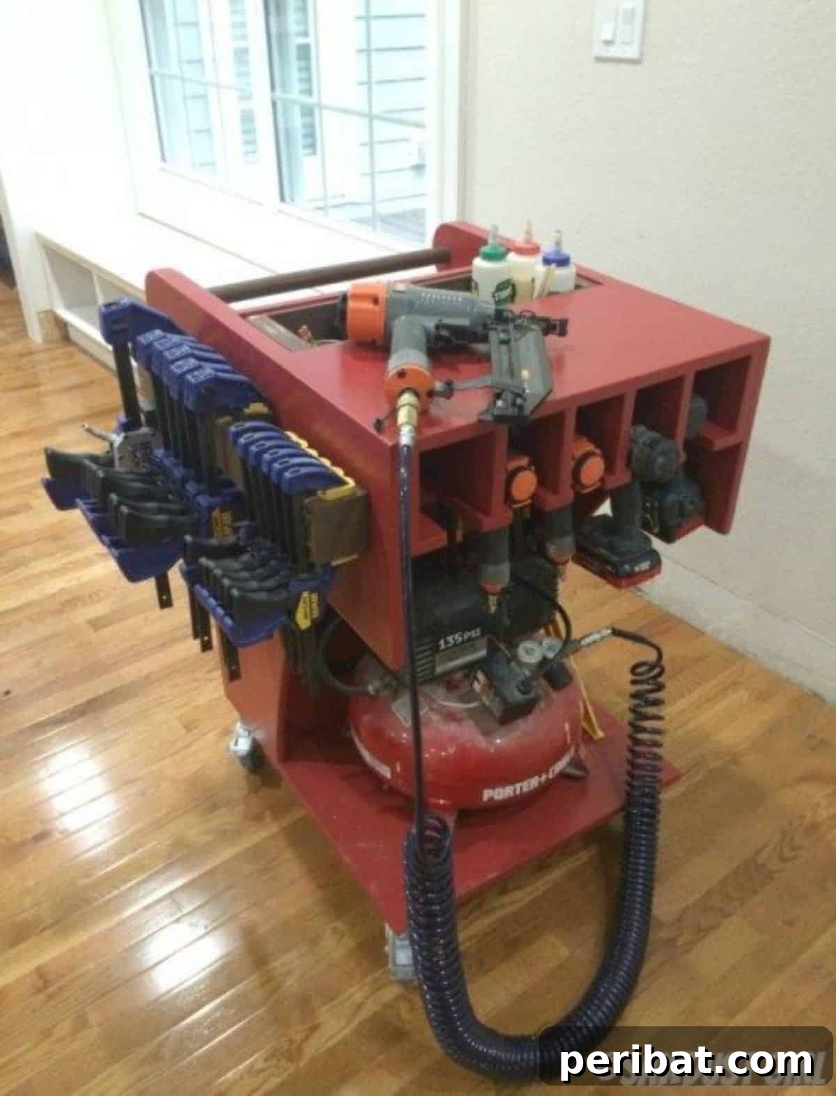 Smart Power Tool Storage Solutions 18 Rolling Tool Cart and Air Compressor Storage
