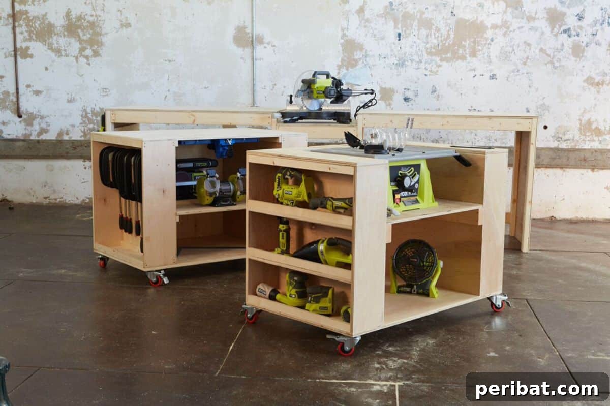 Smart Power Tool Storage Solutions 19 Ultimate Roll Away Workbench with Tool Storage