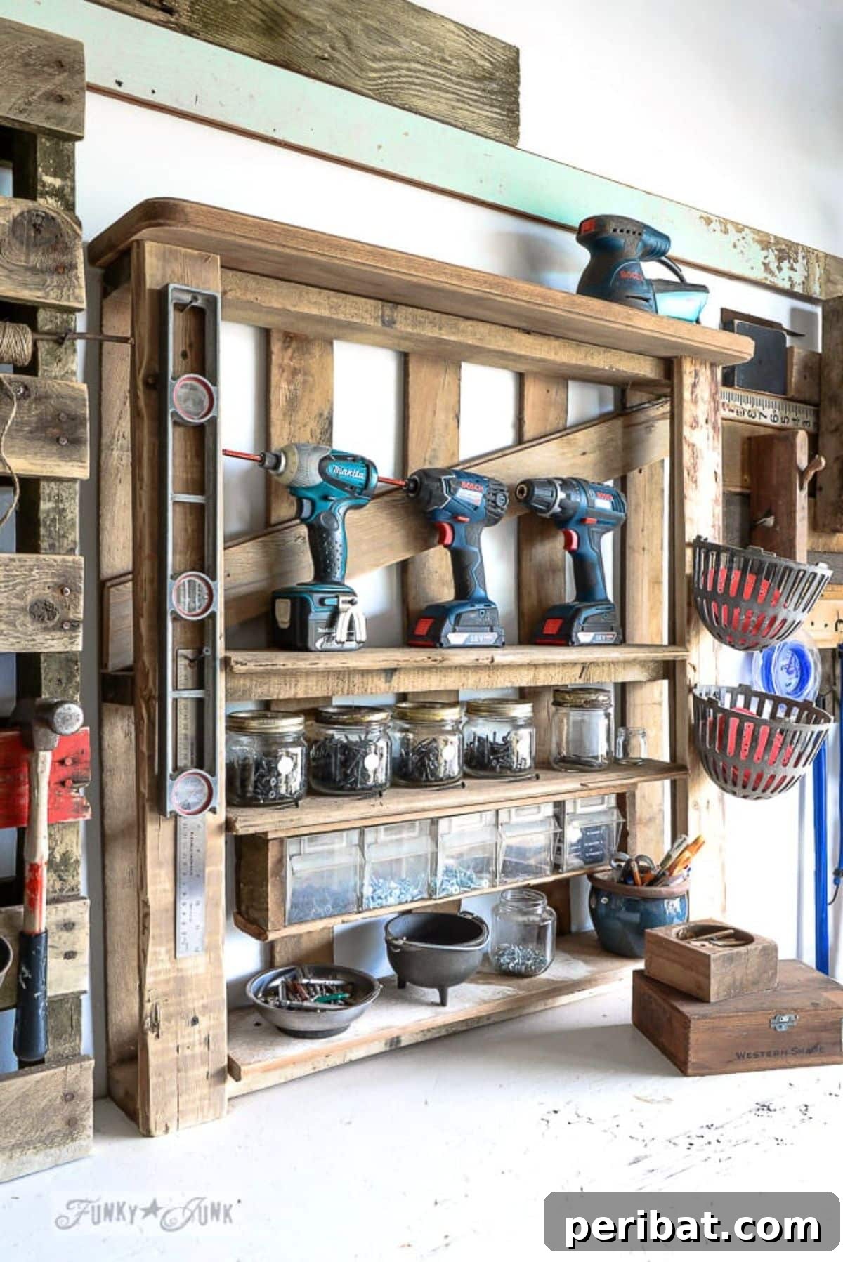 Smart Power Tool Storage Solutions 26 Tool Organizer on an Enhanced Pallet Shelf