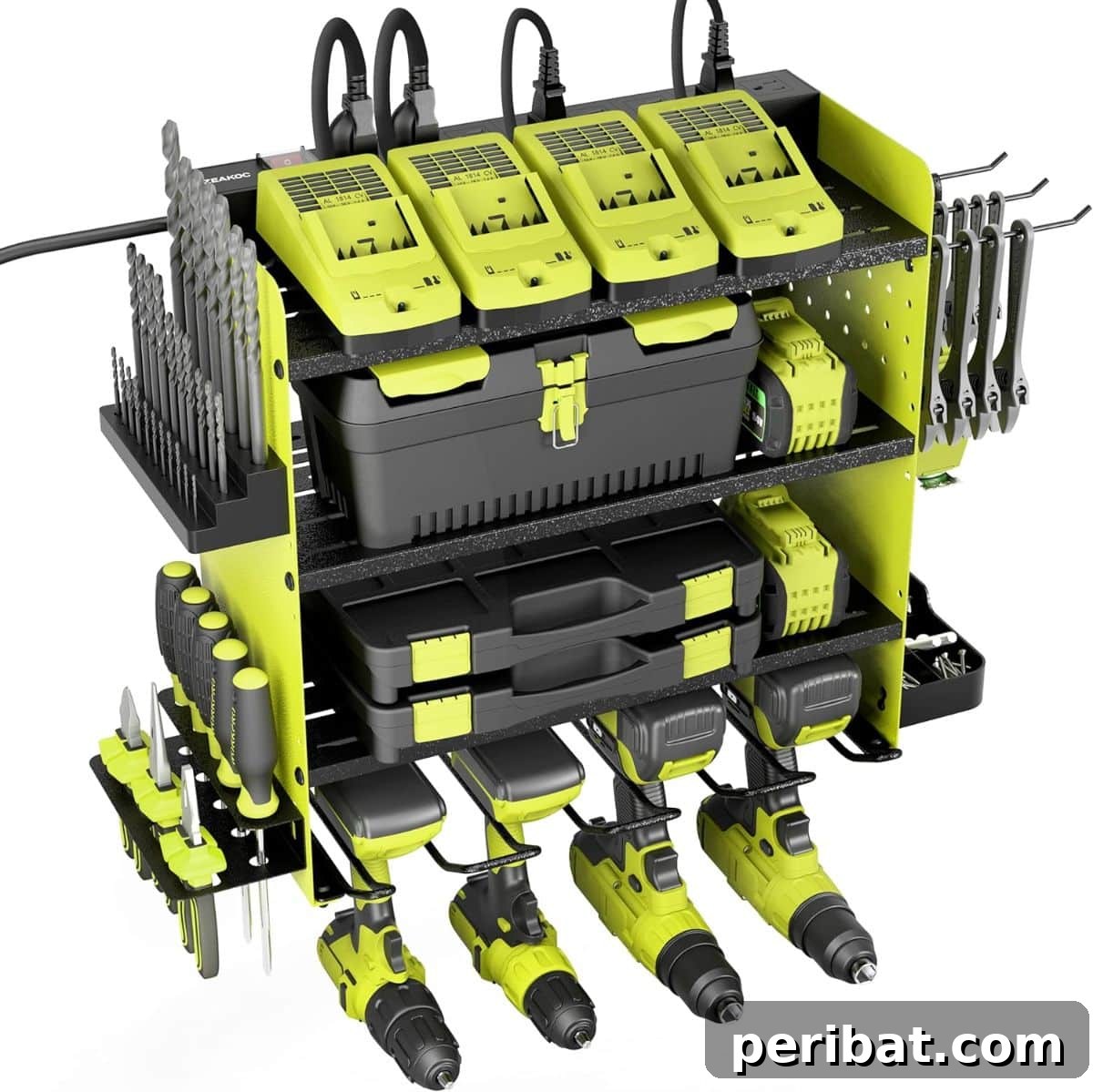 Smart Power Tool Storage Solutions 4 ZEAKOC Power Tool Storage Rack with Charging Station