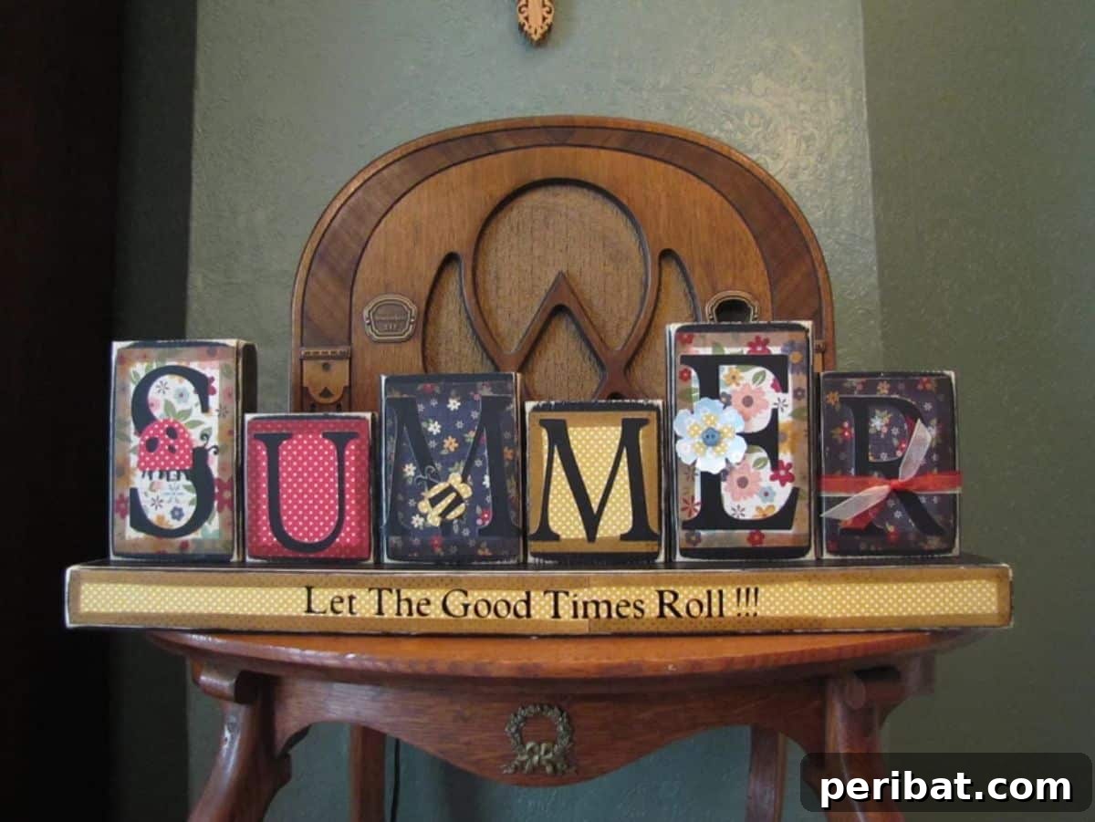 50 Summer DIY Projects to Brighten Your Home 15 Summer Word Blocks
