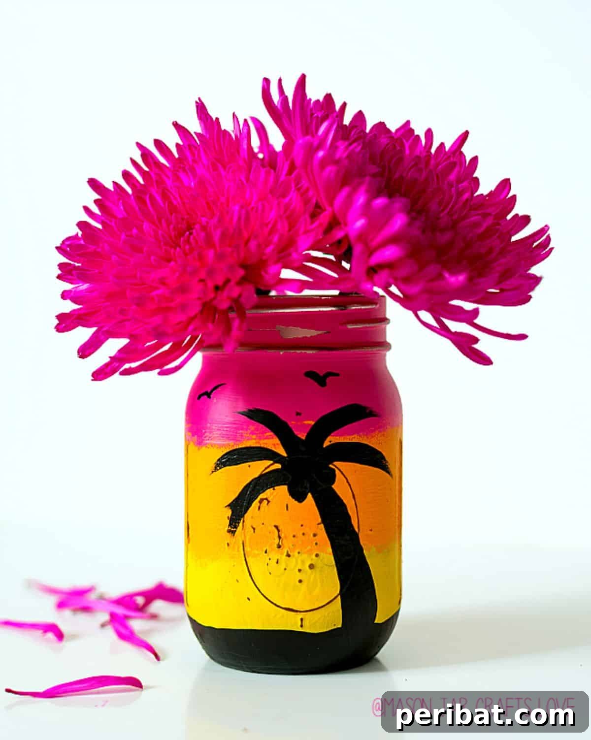 50 Summer DIY Projects to Brighten Your Home 19 Tropical Sunset Mason Jar