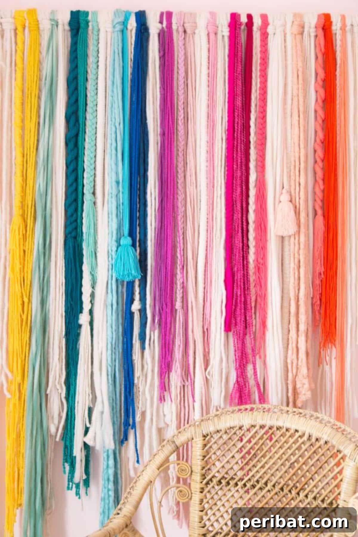 50 Summer DIY Projects to Brighten Your Home 25 No-Weave Rainbow Wall Hanging