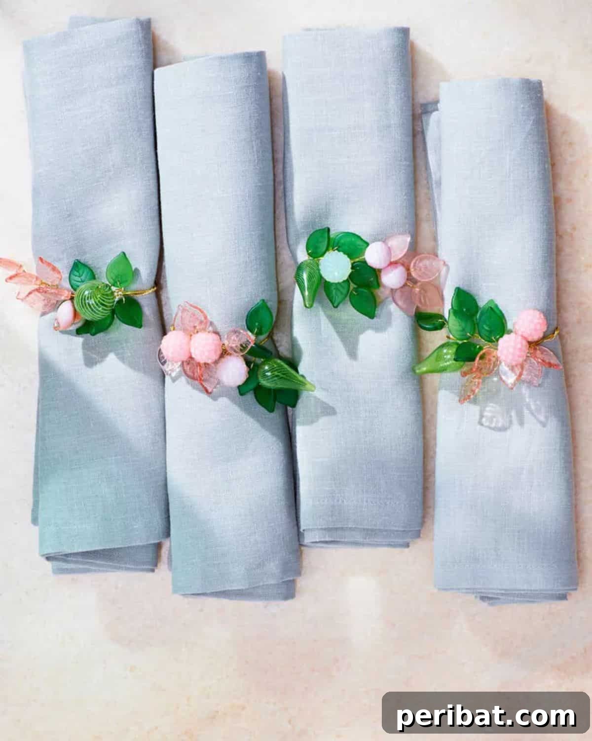 50 Summer DIY Projects to Brighten Your Home 27 Floral Glass-Bead Napkin Rings