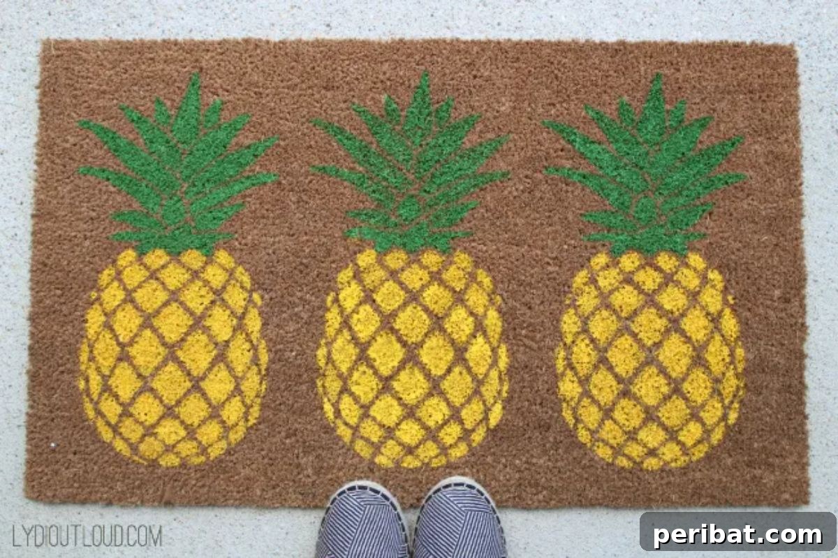 50 Summer DIY Projects to Brighten Your Home 28 DIY Pineapple Doormat