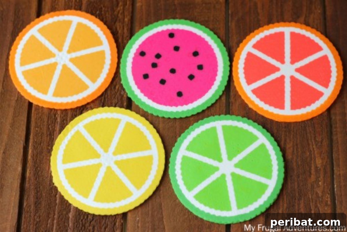 50 Summer DIY Projects to Brighten Your Home 31 Citrus Perler Bead Coasters