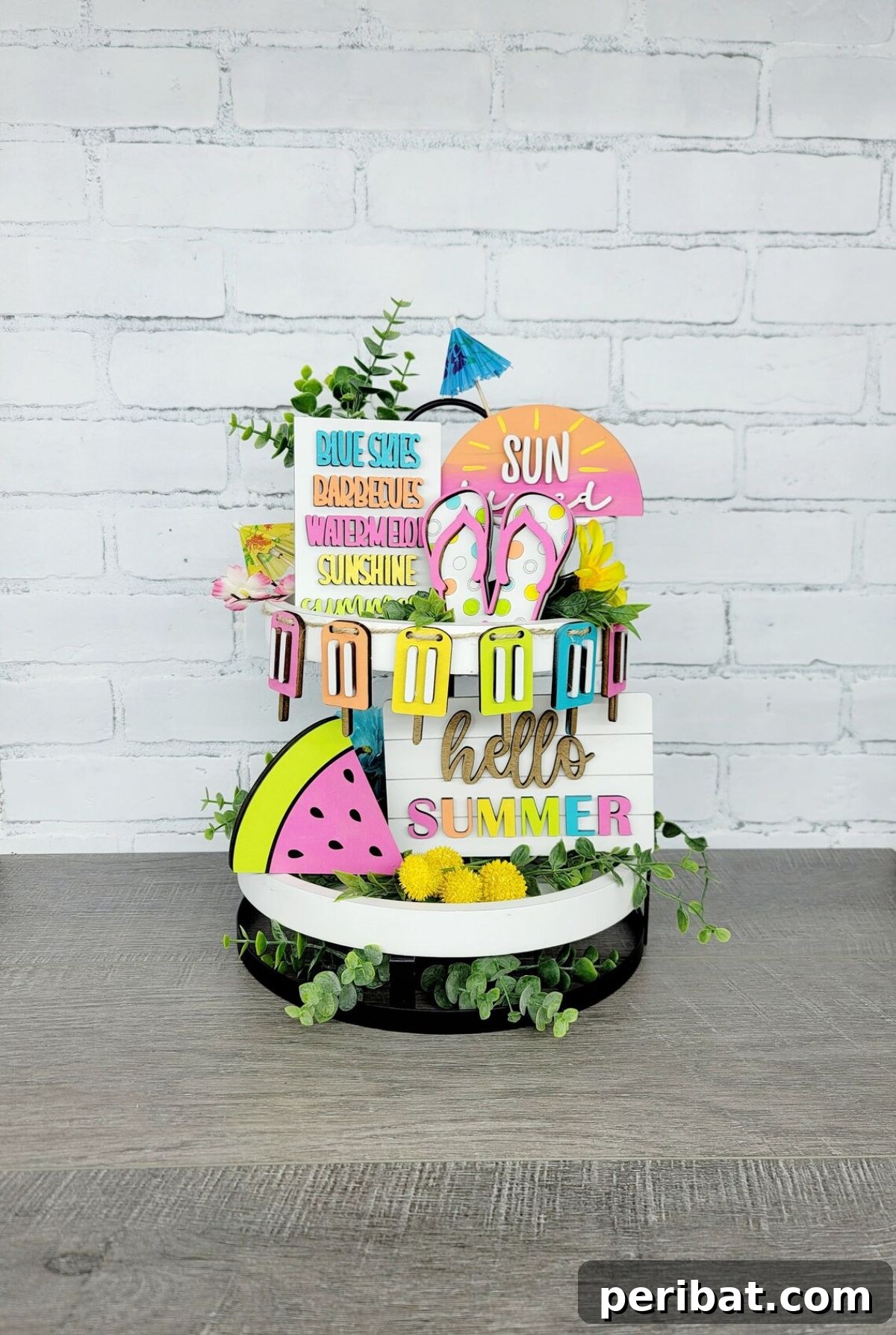50 Summer DIY Projects to Brighten Your Home 33 Hello Summer Tiered Tray Set