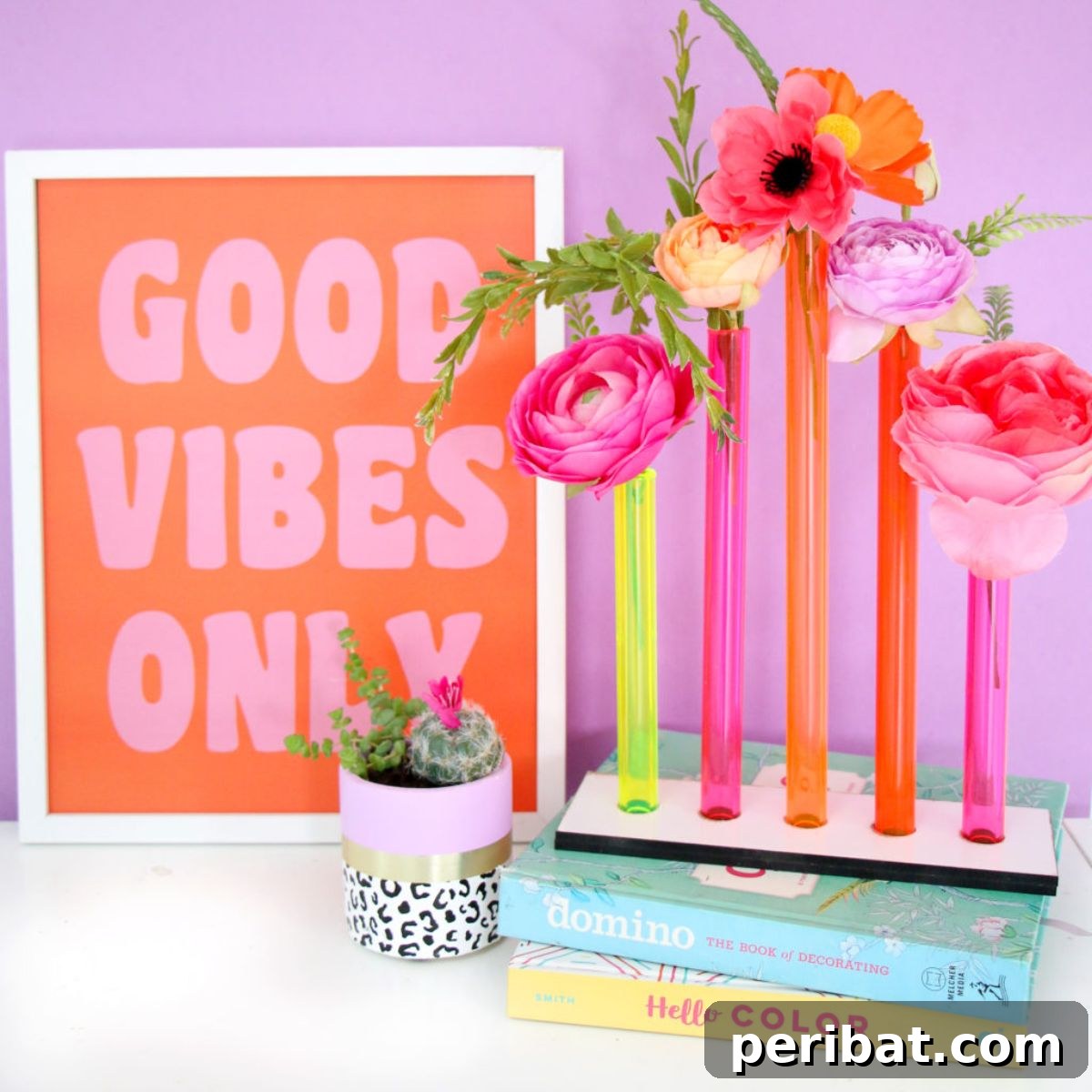50 Summer DIY Projects to Brighten Your Home 47 DIY Modern Neon Tube Flower Vase