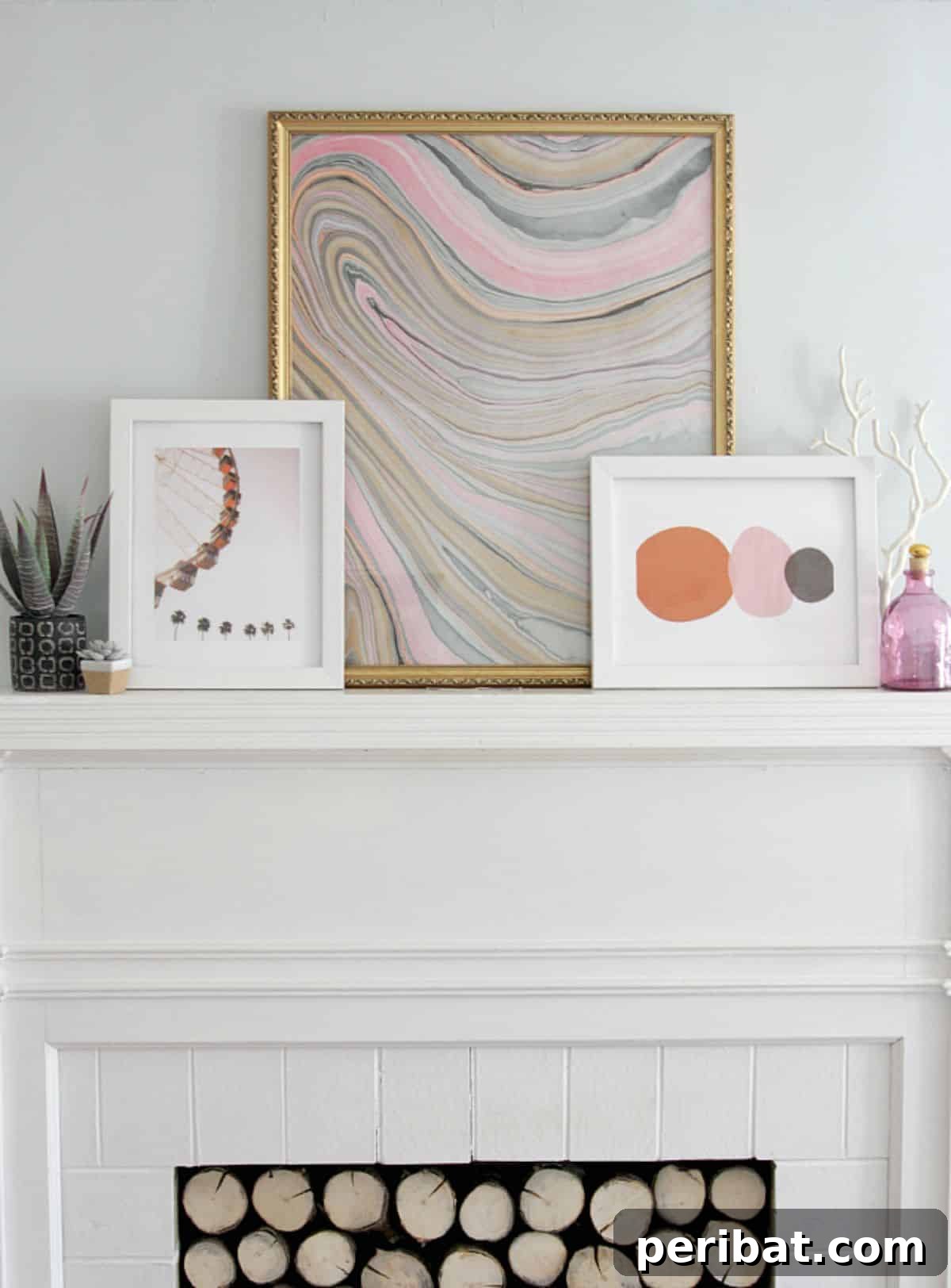 50 Summer DIY Projects to Brighten Your Home 48 Marbled Paper Art And Mantel Indecision