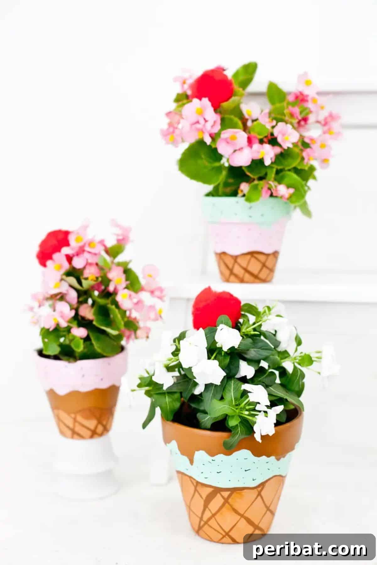50 Summer DIY Projects to Brighten Your Home 51 Waffle Cone Ice Cream Painted Flower Pots