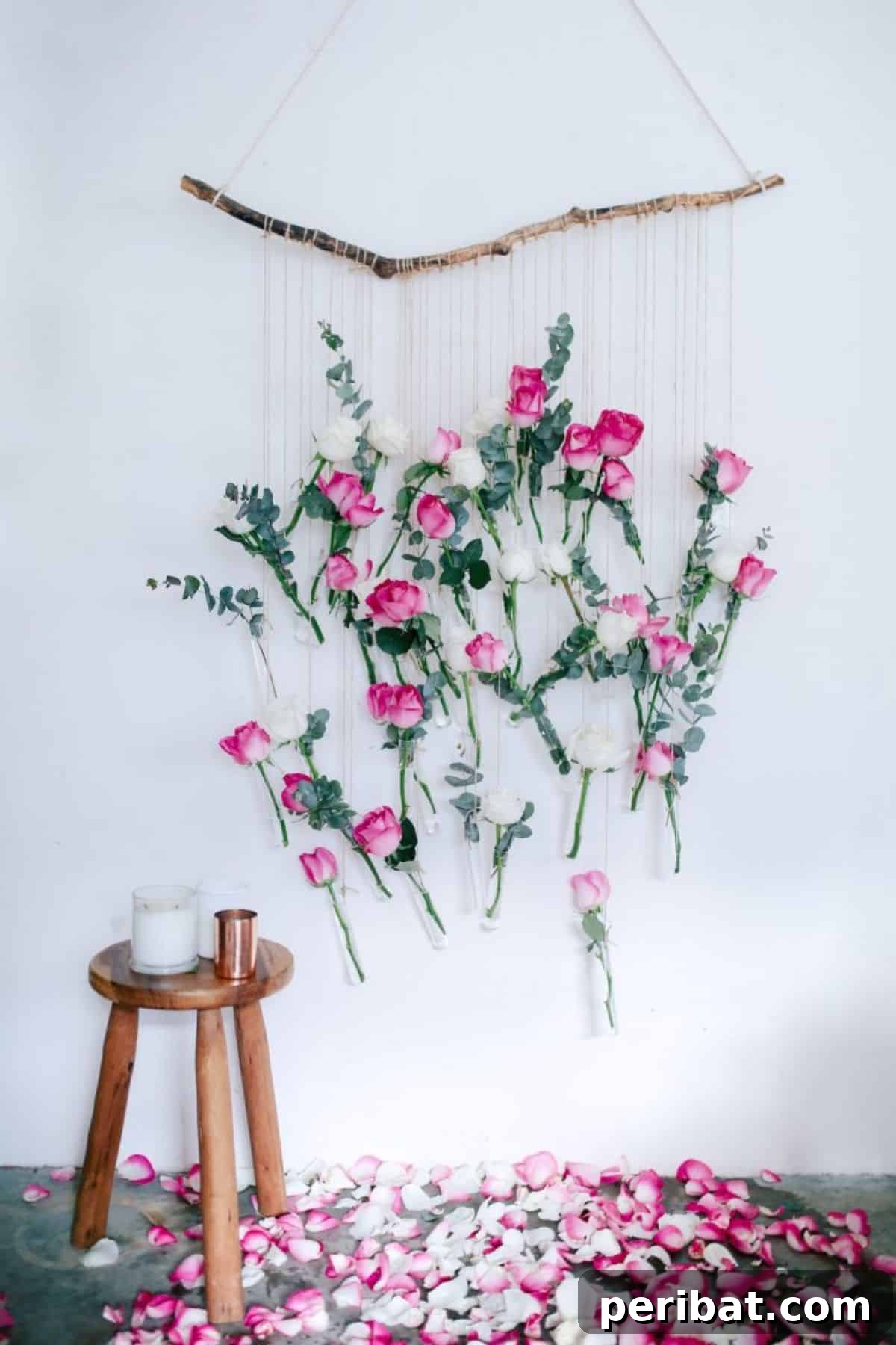 Craft Your Spring: 50 Fresh Home Decor Ideas 11 DIY Floral Vase Wall Hanging (Using rose and eucalyptus!)