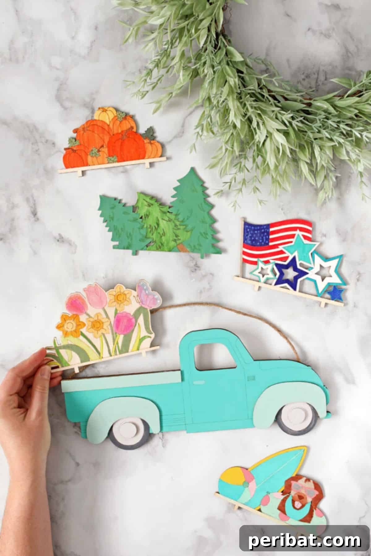 Craft Your Spring: 50 Fresh Home Decor Ideas 12 Wood Truck Craft with Seasonal Inserts