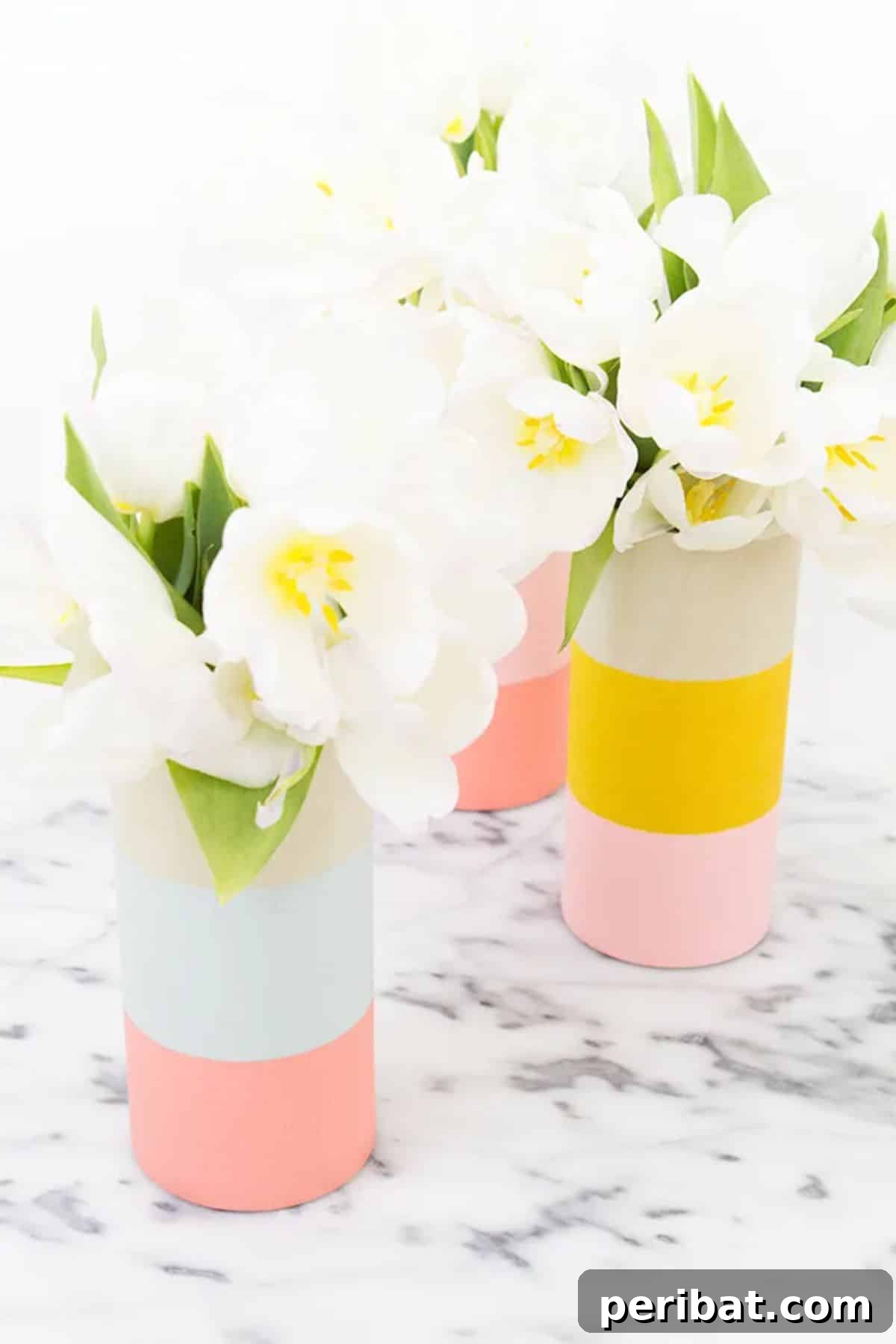 Craft Your Spring: 50 Fresh Home Decor Ideas 20 DIY Color Blocked Wood Vases