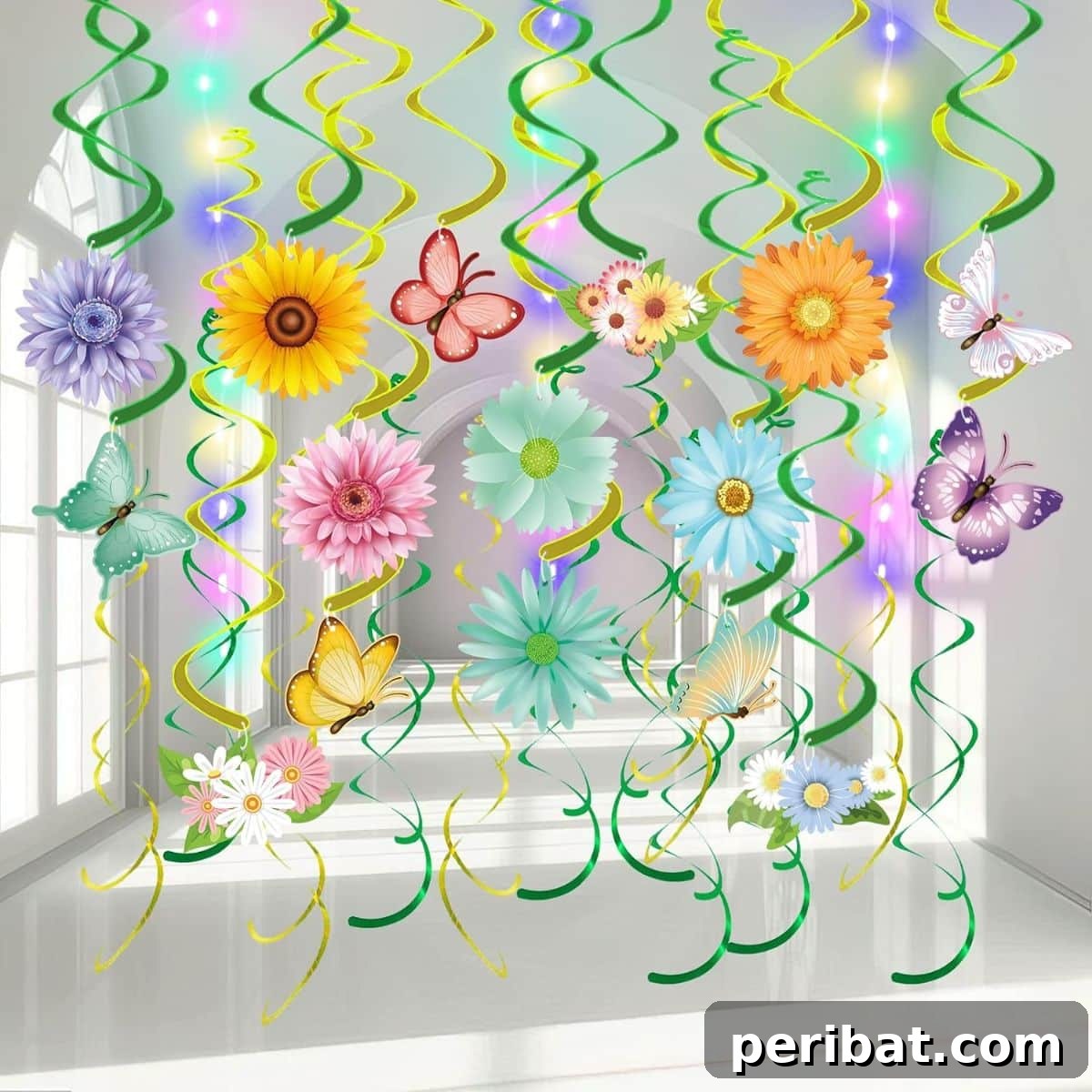 Craft Your Spring: 50 Fresh Home Decor Ideas 28 Flower Butterfly Hanging Swirls with LED Lights for Spring