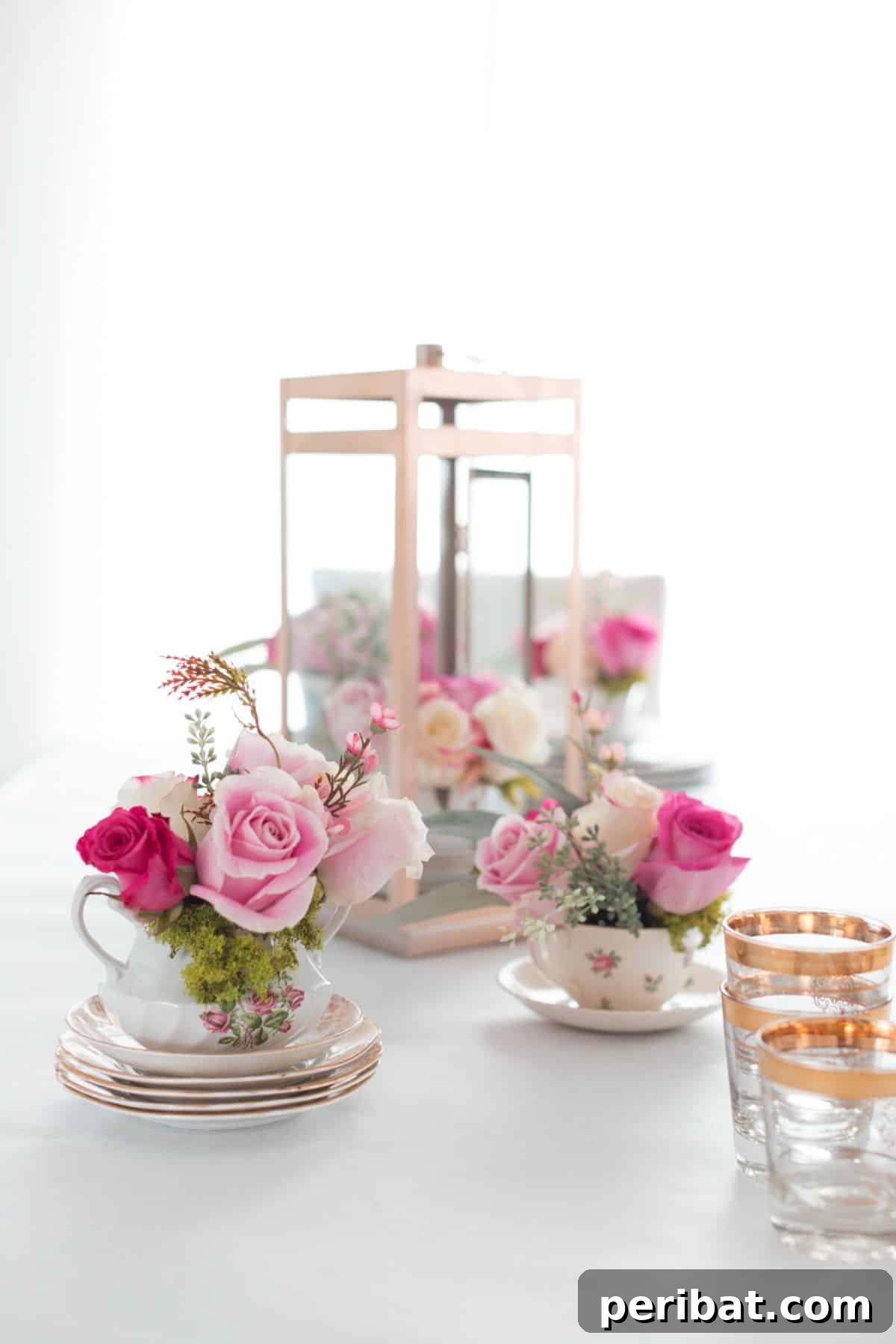 Craft Your Spring: 50 Fresh Home Decor Ideas 32 DIY Teacup Floral Arrangement