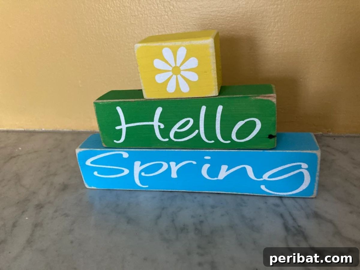 Craft Your Spring: 50 Fresh Home Decor Ideas 35 Wood 3 Tiered Block Set Spring decor