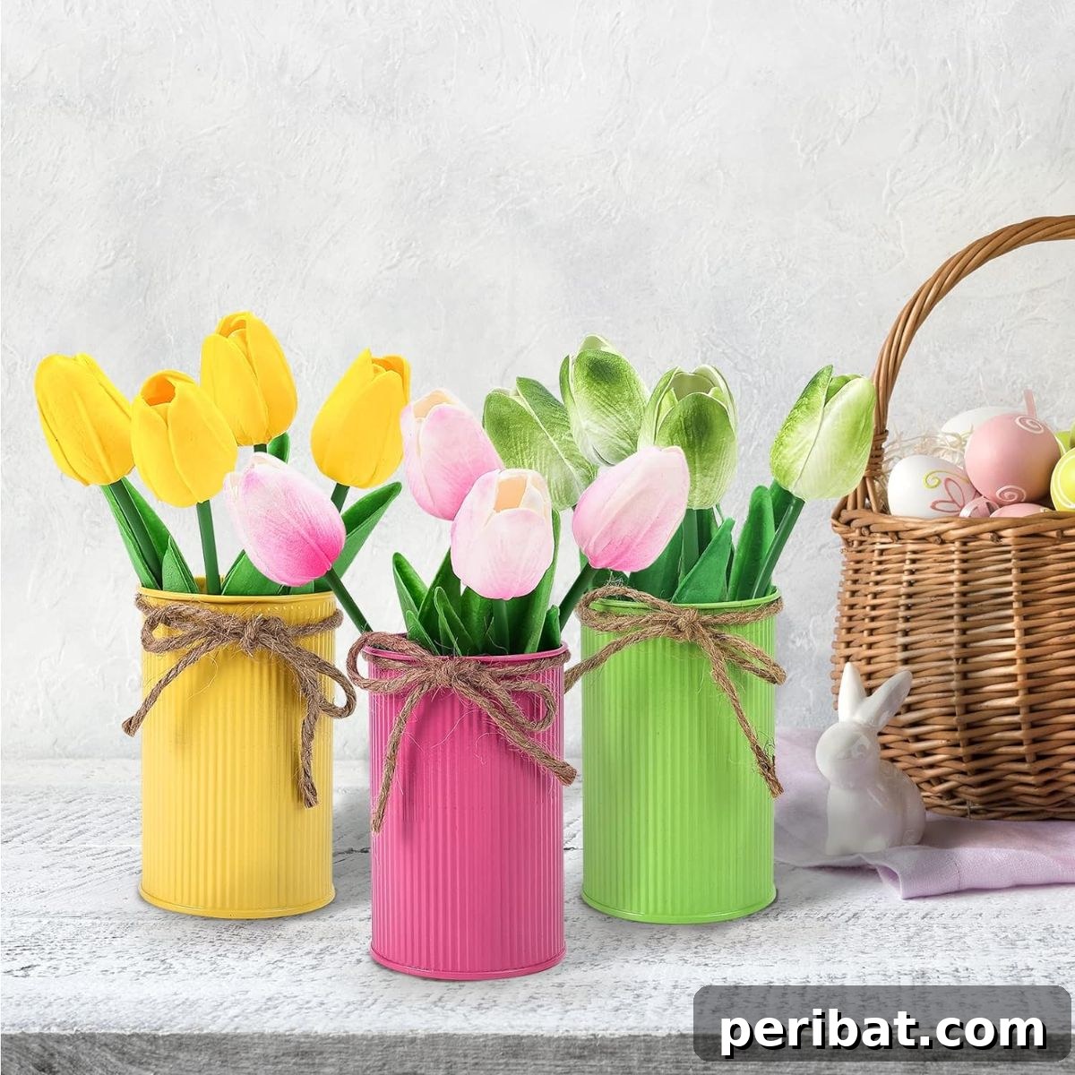 Craft Your Spring: 50 Fresh Home Decor Ideas 45 Artificial Tulip with Metal Pot