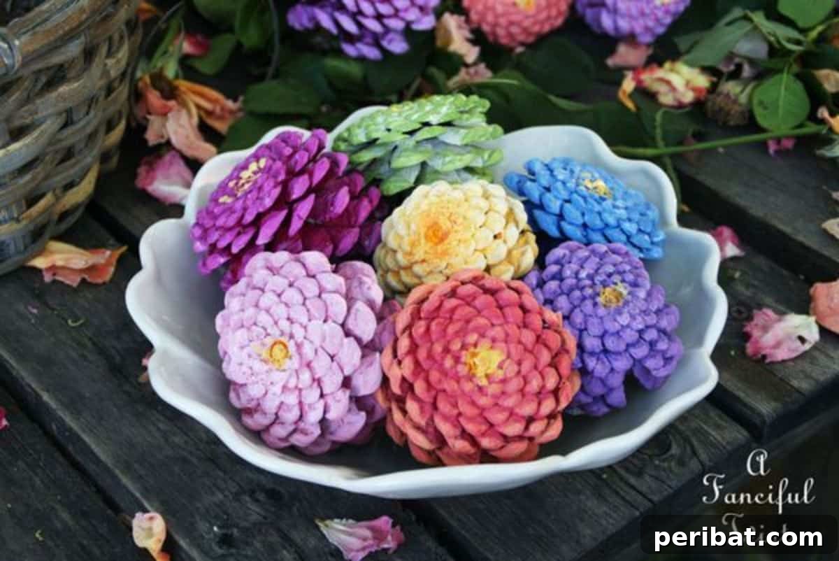 Craft Your Spring: 50 Fresh Home Decor Ideas 10 Zinnia Flowers from Pine Cones
