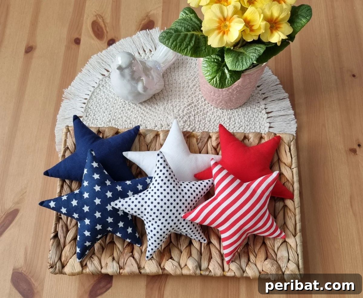 Creative DIY Memorial Day Decor Ideas 13 Stuffed Fabric Stars