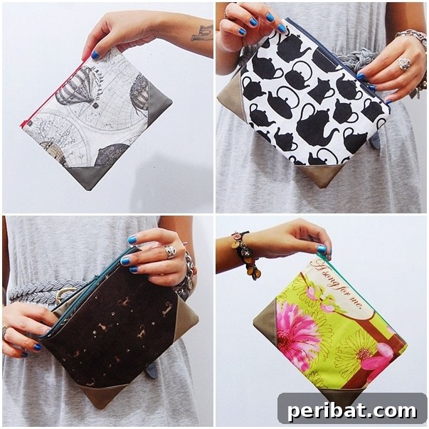 Parça Kumaşlardan Muhteşem Projeler: 100'den Fazla Yaratıcı Değerlendirme Fikri 106 DIY Fabric Scrap Corner Tab Flat Pouch