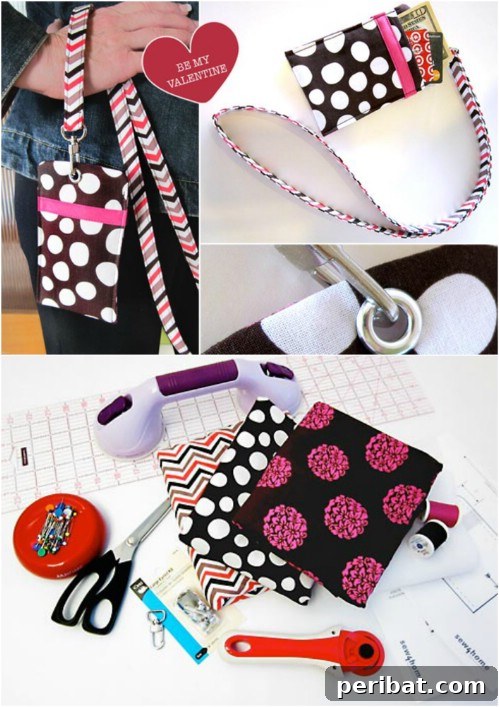 Parça Kumaşlardan Muhteşem Projeler: 100'den Fazla Yaratıcı Değerlendirme Fikri 13 DIY Fabric Key Fob Lanyard with Hidden Pocket