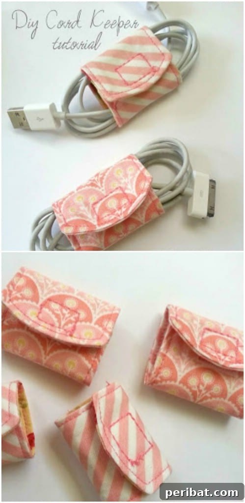 Parça Kumaşlardan Muhteşem Projeler: 100'den Fazla Yaratıcı Değerlendirme Fikri 31 DIY Fabric Scrap Cord Organizer