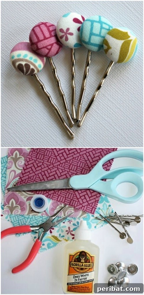 Parça Kumaşlardan Muhteşem Projeler: 100'den Fazla Yaratıcı Değerlendirme Fikri 32 DIY Decorative Fabric Bobby Pins